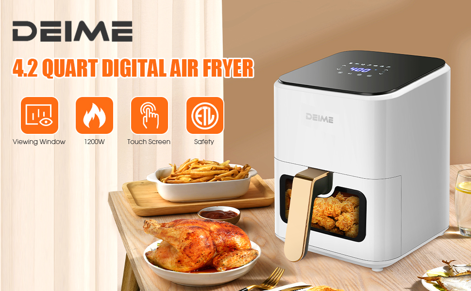 DEIME Air Fryer 4.2 QT 1200W (White)