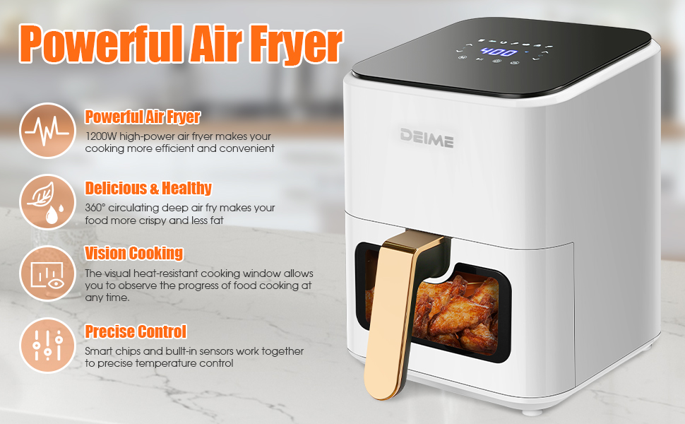 DEIME Air Fryer 4.2 QT 1200W (White)