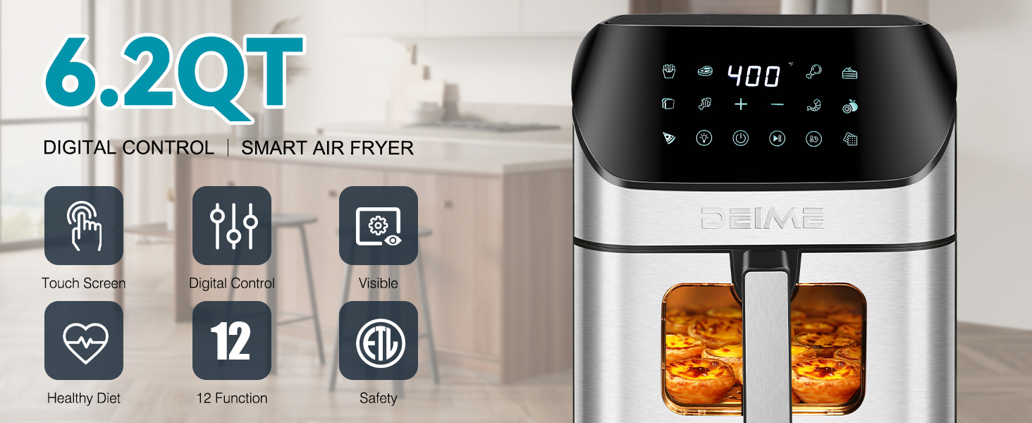 DEIME Air Fryer 6.2 QT 1500W