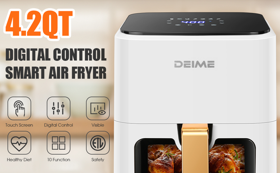 DEIME Air Fryer 4.2 QT 1200W (White)