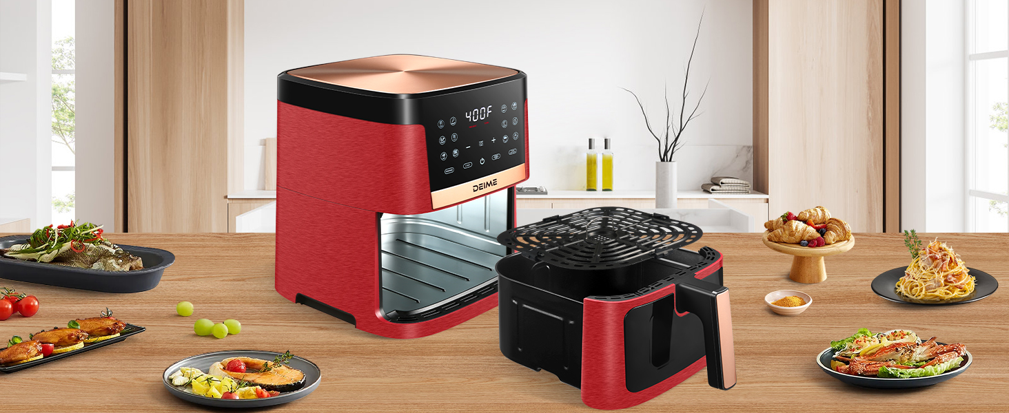 DEIME Air Fryer 7.5 QT 1700W (Red)