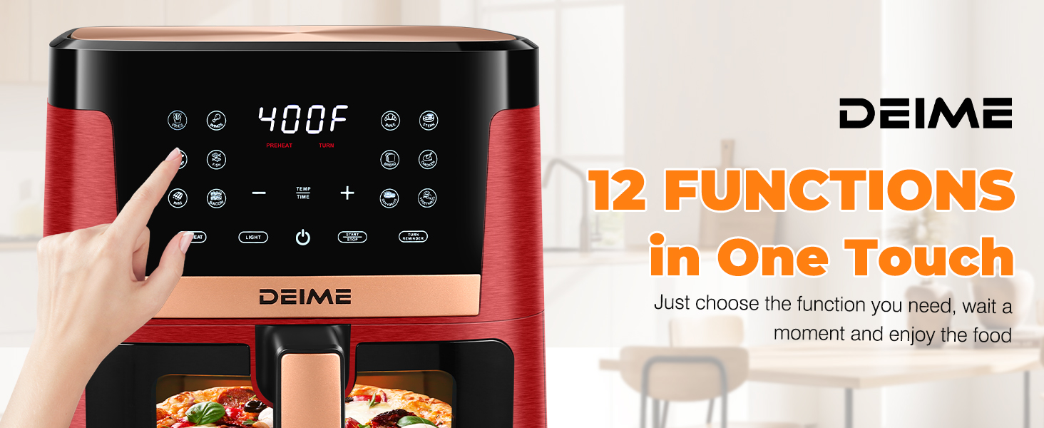 DEIME Air Fryer 7.5 QT 1700W (Red)