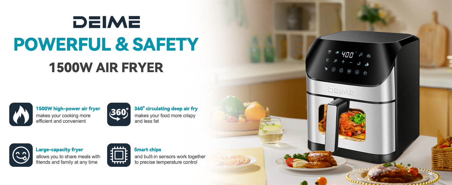 DEIME Air Fryer 6.2 QT 1500W