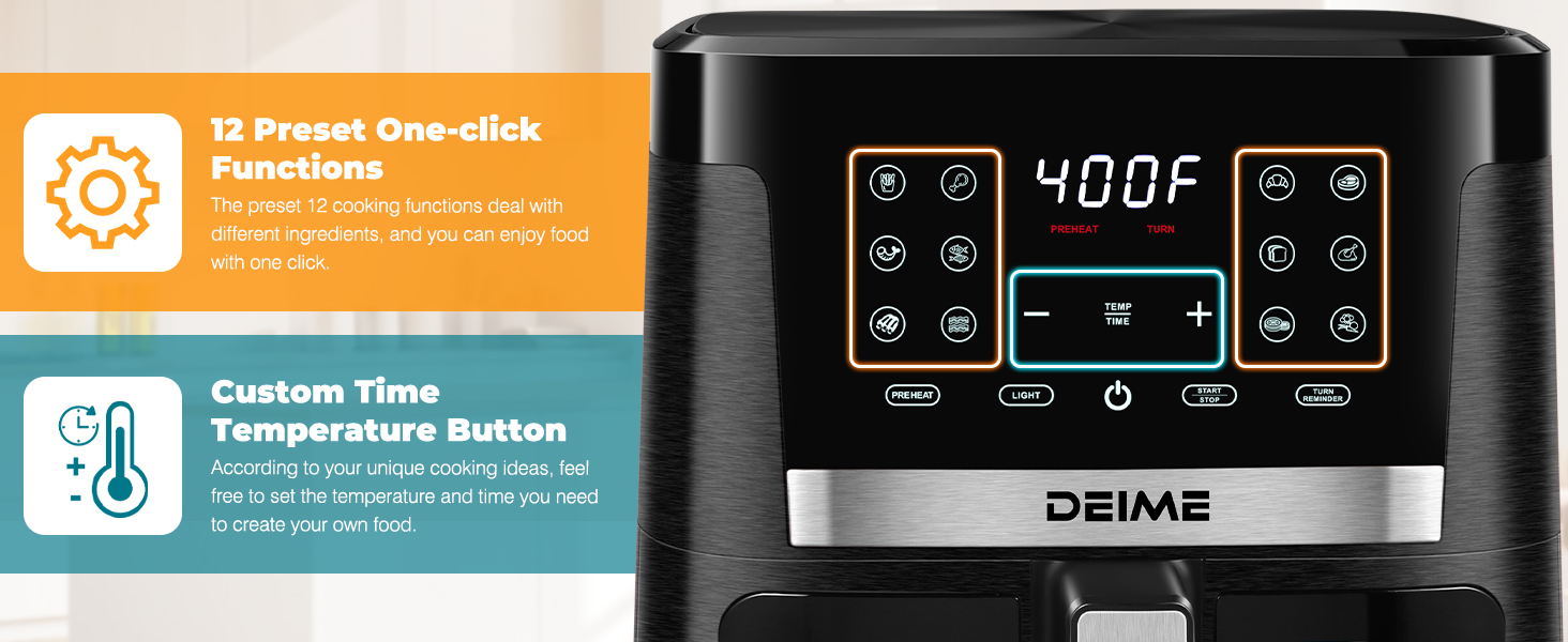 DEIME Air Fryer 7.5 QT 1700W (Black)