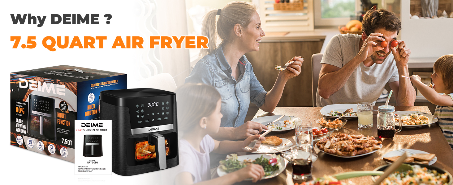 DEIME Air Fryer 7.5 QT 1700W (Black)