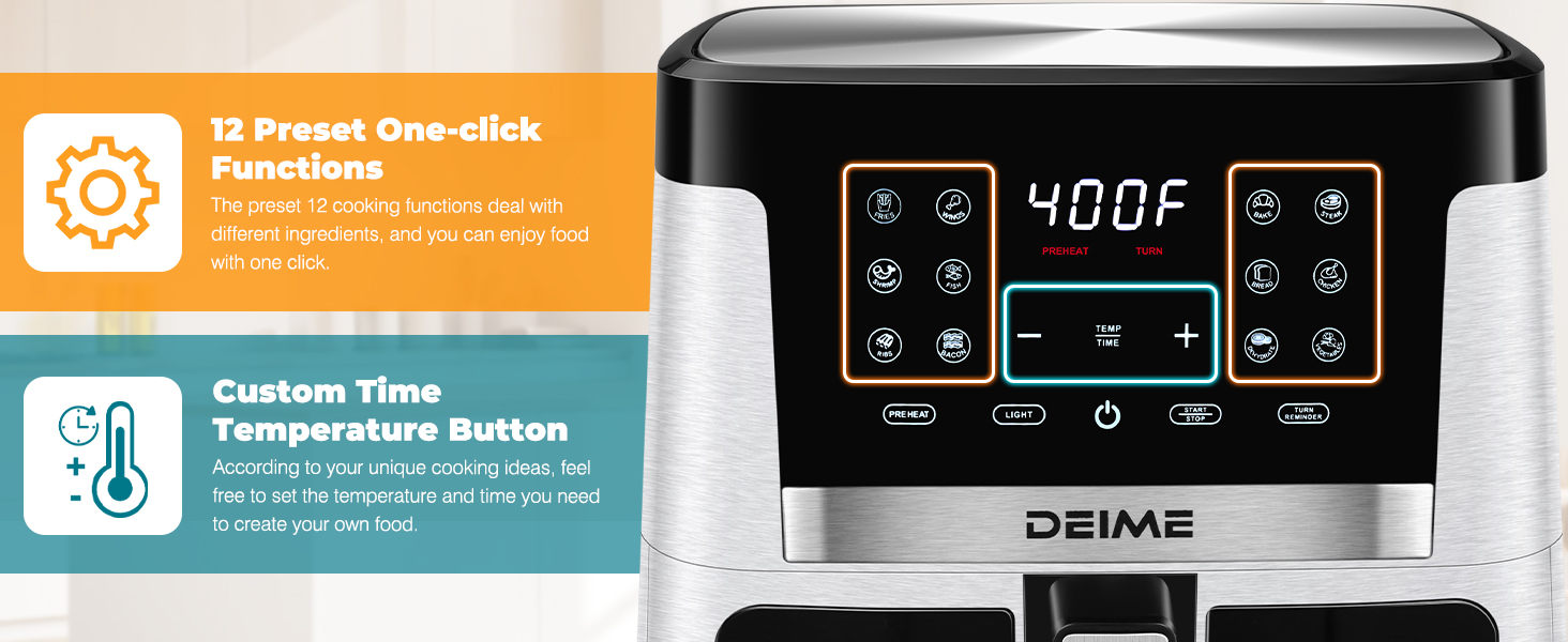 DEIME Air Fryer 7.5 QT 1700W (White)
