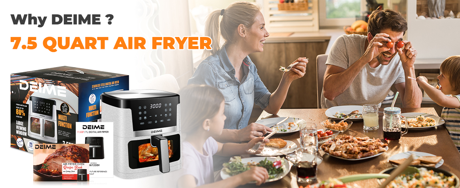 DEIME Air Fryer 7.5 QT 1700W (White)