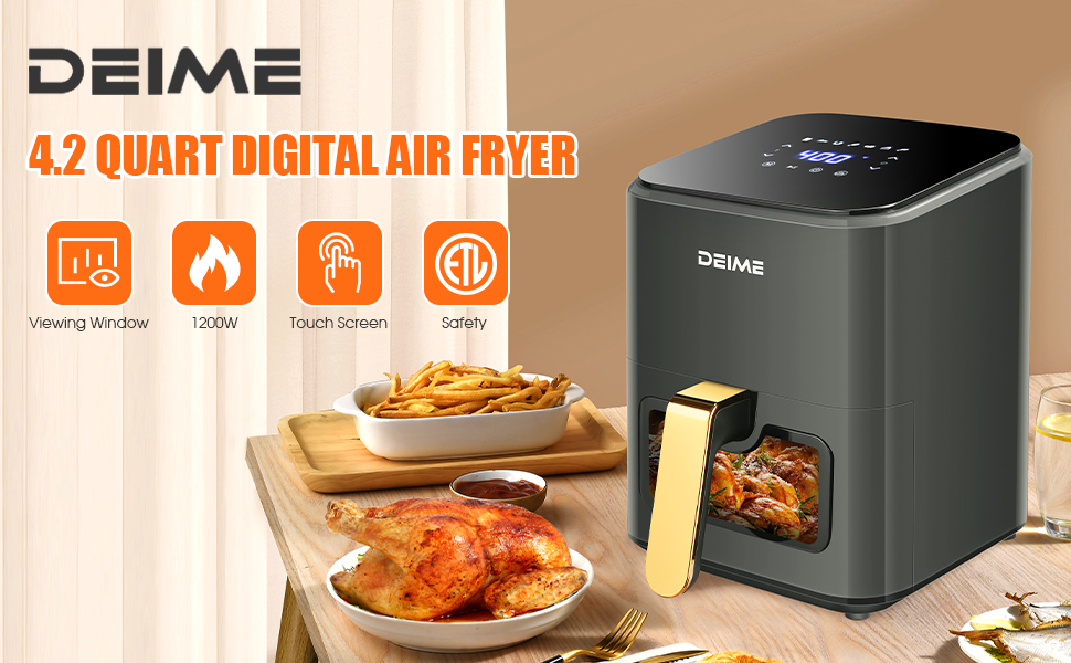 DEIME Air Fryer 4.2 QT 1200W (Gray)