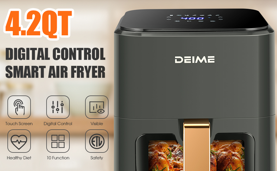 DEIME Air Fryer 4.2 QT 1200W (Gray)