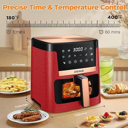 DEIME Air Fryer 7.5 QT 1700W (Red)